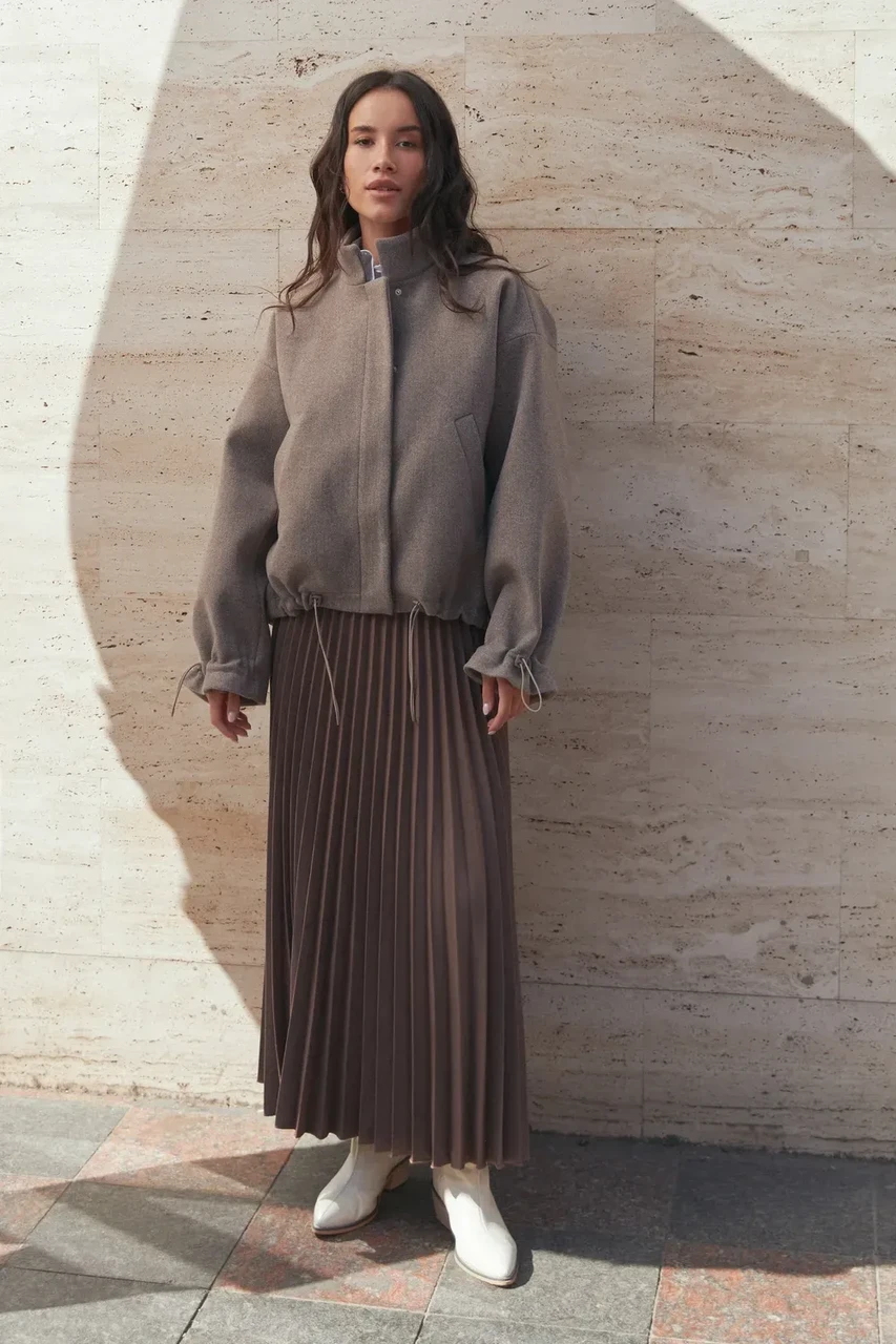 Пальто жіноче укорочене Seventeen XXL-3XL Коричневий (2701145554) - фото 4 Пальто жіноче укорочене Seventeen XXL-3XL Коричневий (2701145554) - фото 4