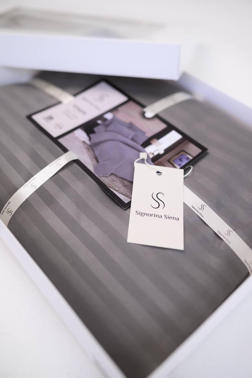 Комплект постільної білизни Signorina Siena зі страйп-сатину сімейний 50x70/70x70 Теплий сірий (004S) - фото 2