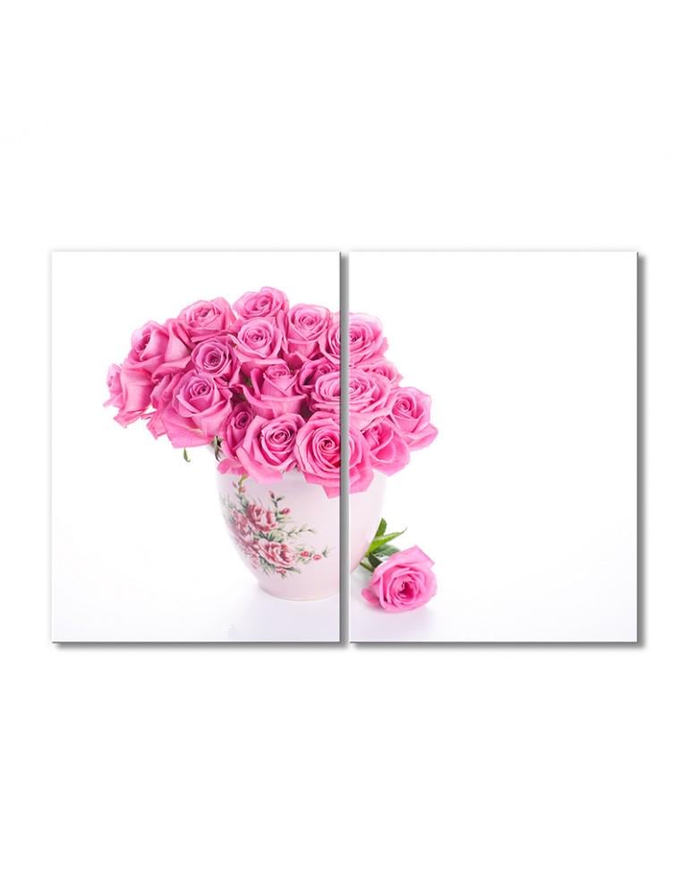 Картина модульная Розовые розы в вазе 2 модуля 50x75 см