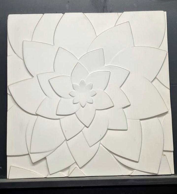 3D-панель гіпсова декоративна Лотоси під фарбування 500х500х25 мм Білий (30701362) - фото 2