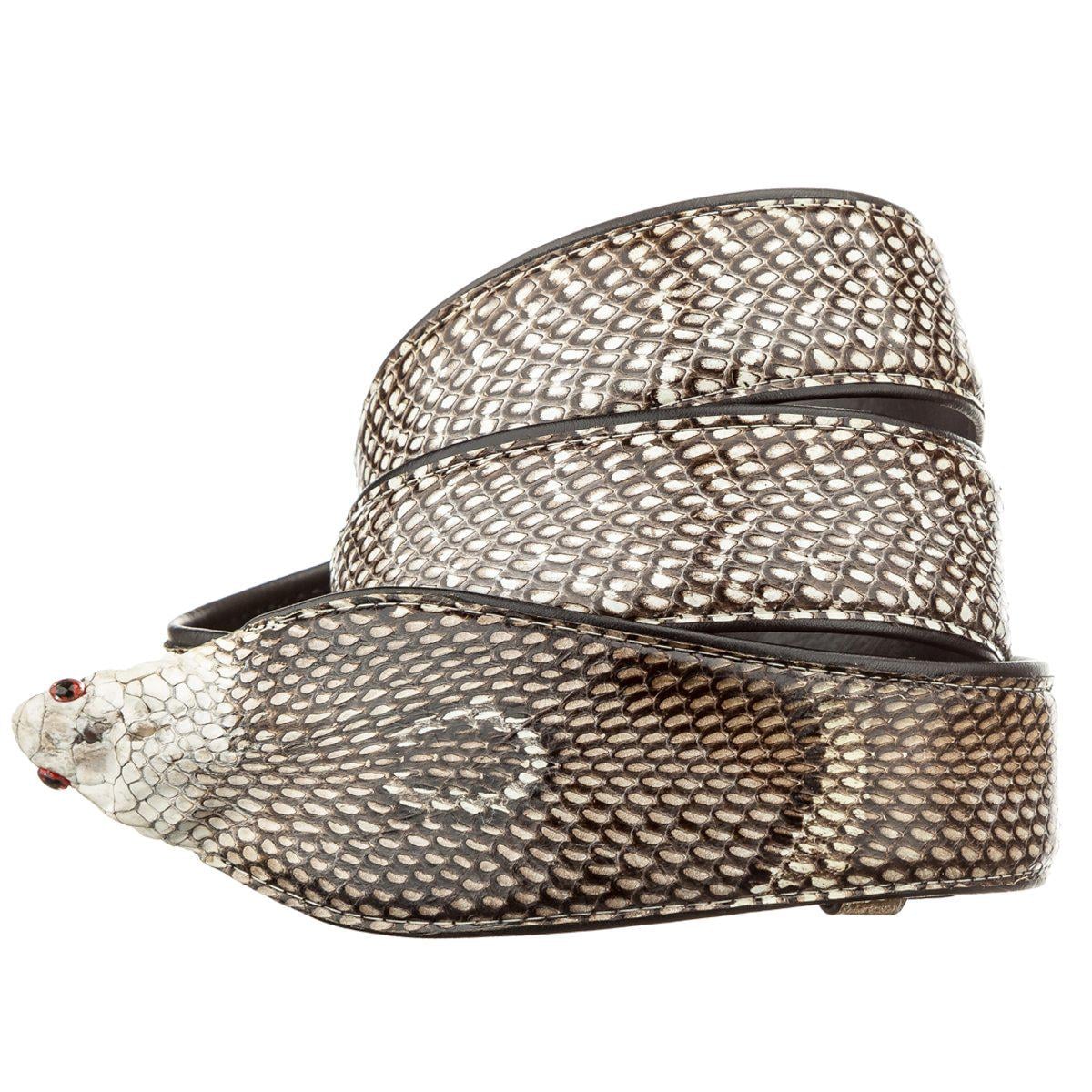 Ремень Snake leather 18595 из натуральной кожи кобры Белый
