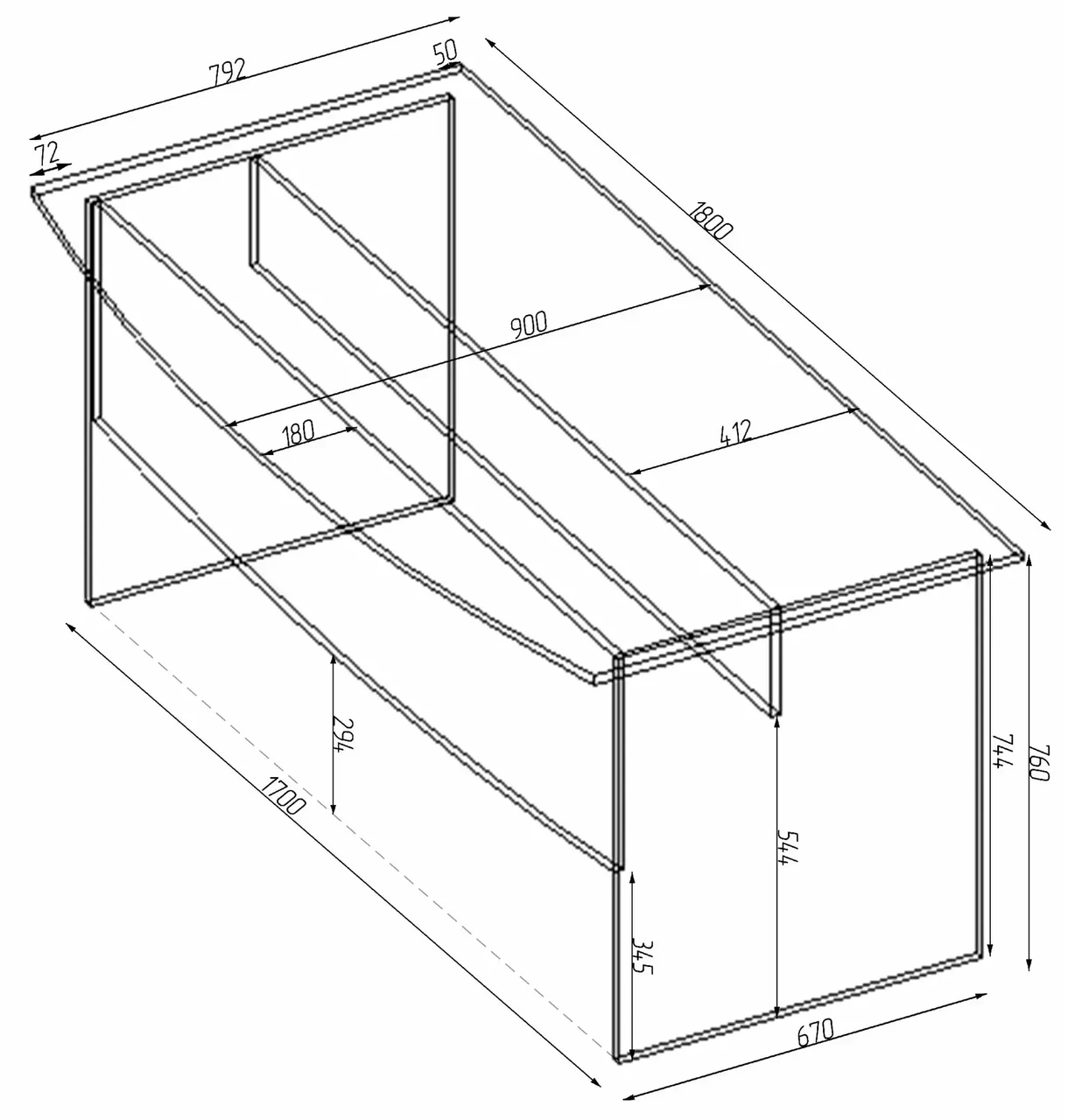 Стіл офісний Kontinent Лідер 1800х900х760 мм Бетон (83033792) - фото 2