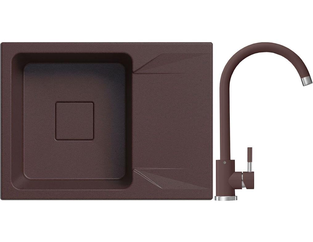 Мойка для кухни с краном Stella Lavita Compact гранитная Коричневая (31553420)