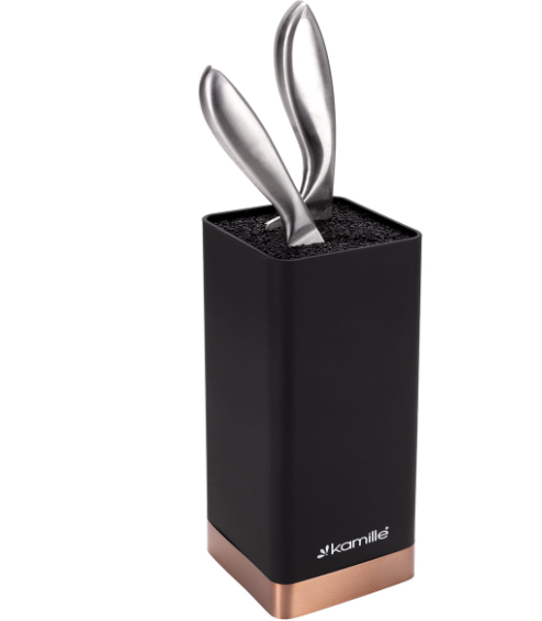 Подставка для ножей Kamille квадратная 22 см Черный/Медный (7628) - фото 2