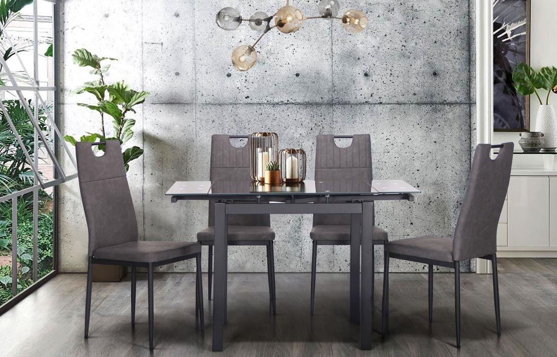 Обідній стіл Карлос 760х800+400х650 розкладний Чорний/Антрацит - фото 6 Обідній стіл Карлос 760х800+400х650 розкладний Чорний/Антрацит - фото 6