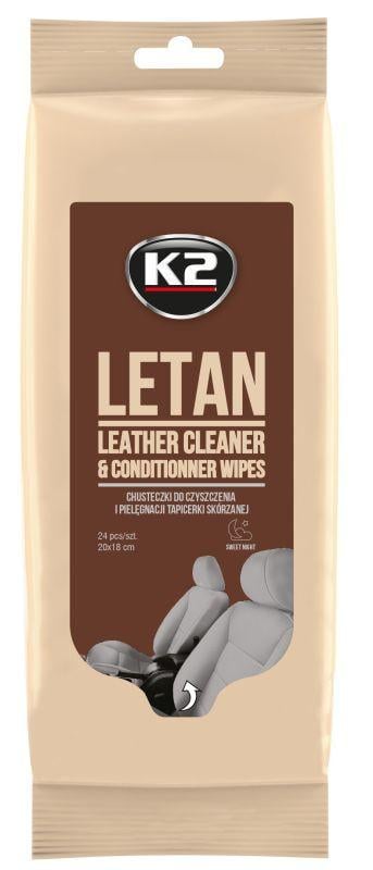 Салфетки влажные K2 Letan Wipes для очищения кожаной обивки 24 шт.