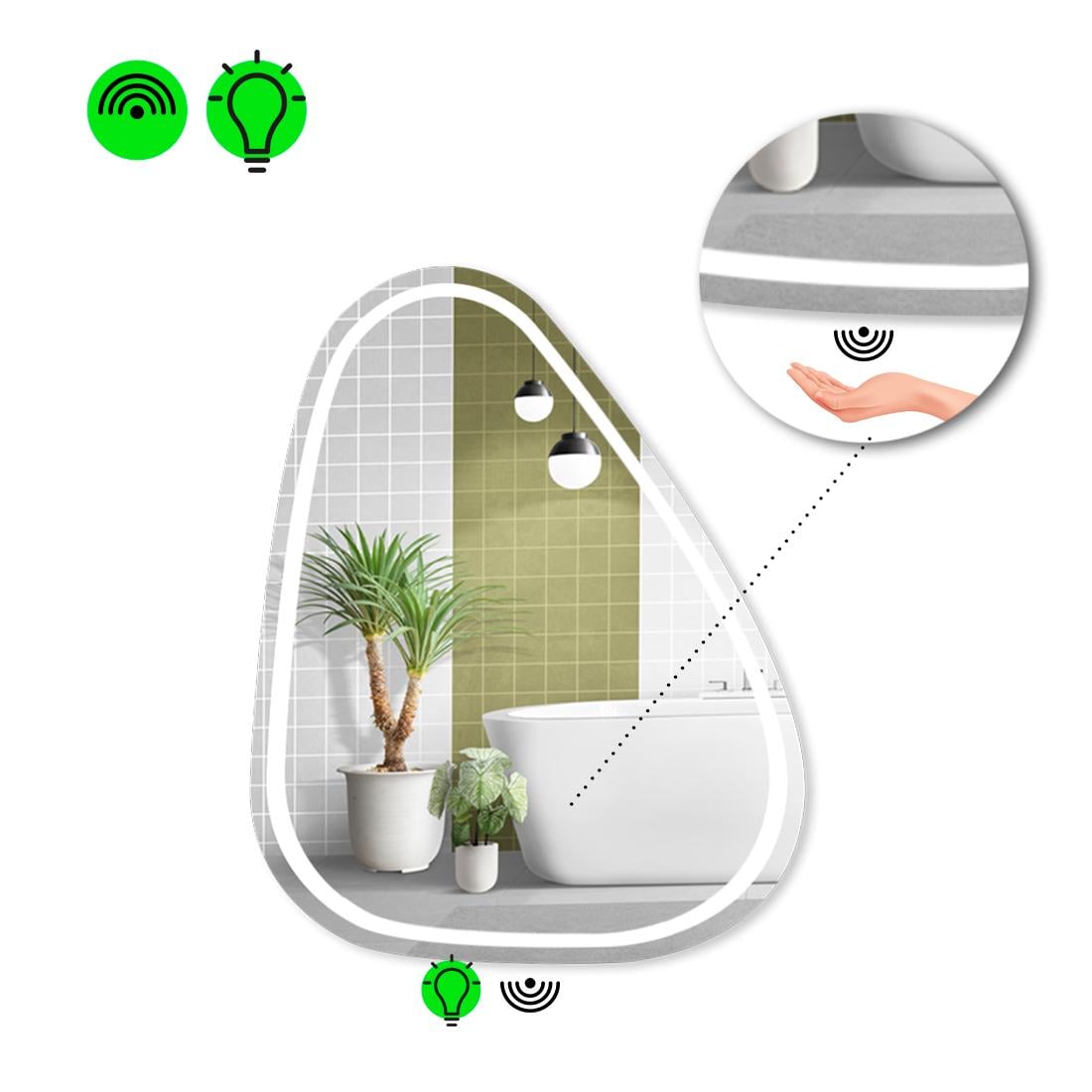 Зеркало с LED подсветкой Doccia 1 с ИК включателем 140x110 см
