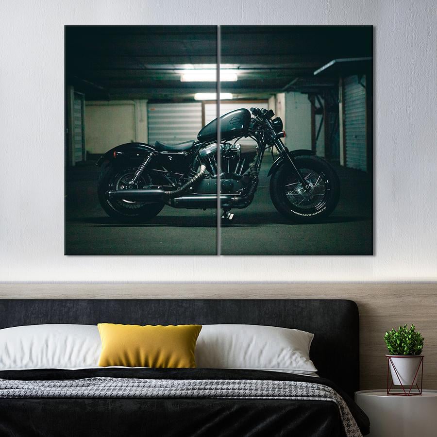 Картина Автомобиль Мотоцикл Harley-Davidson на стоянке 111x81 см (A1180-2)