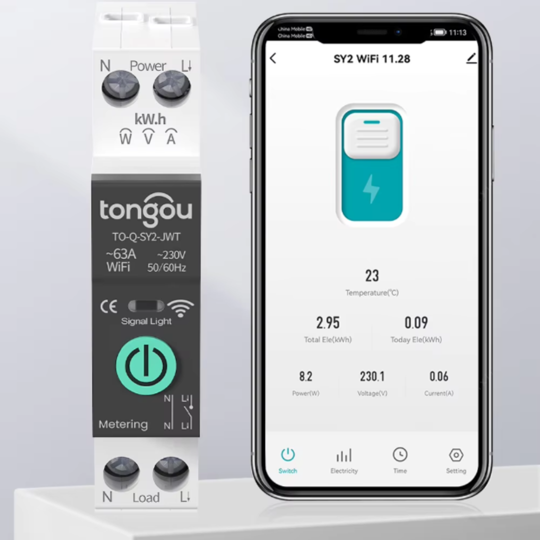 Автомат однофазный WiFi Tongou TO-Q-SY2-JWT 63А Tuya защита от перегрузки по току от низкого напряжения - фото 3