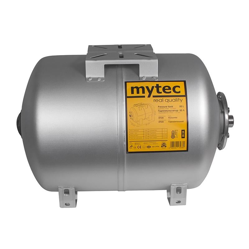 Гідроакумулятор Mytec горизонтальний з нержавіючої сталі із захисним покриттям 50 л