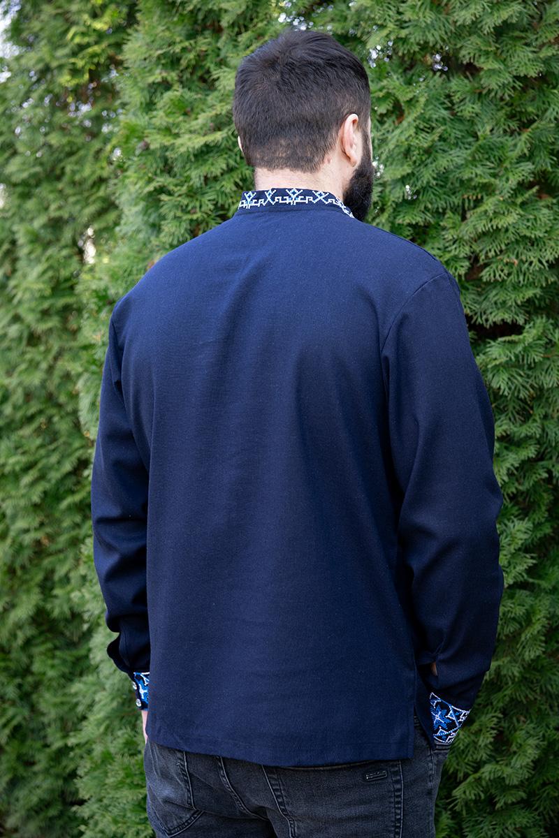 Вышиванка мужская из льна 3XL Темно-синий (2121243128) - фото 4 Вышиванка мужская из льна 3XL Темно-синий (2121243128) - фото 4