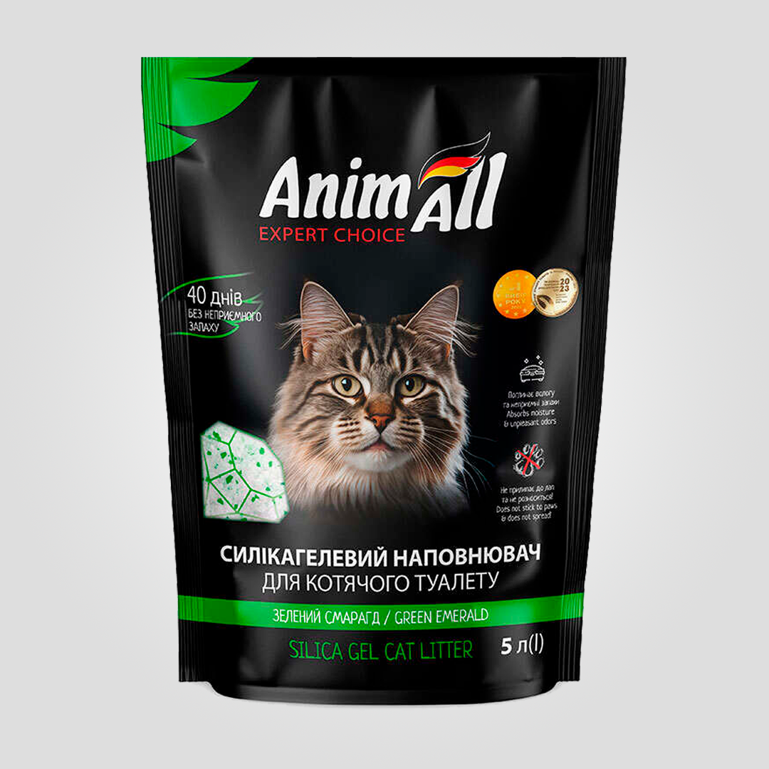Наполнитель силикагелевый AnimAll для кошек 5 л 2,1 кг Зеленый изумруд (20502351)