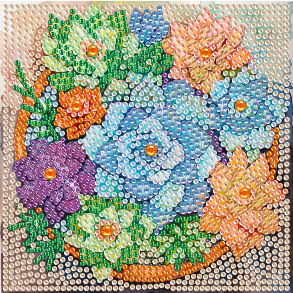 Алмазная мозаика Brushme Цветы с мольбертом 15x15 см (DM5004)