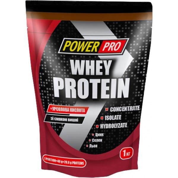 Протеин Power Pro Whey Protein + Урсолова кислота 1 кг Вишня