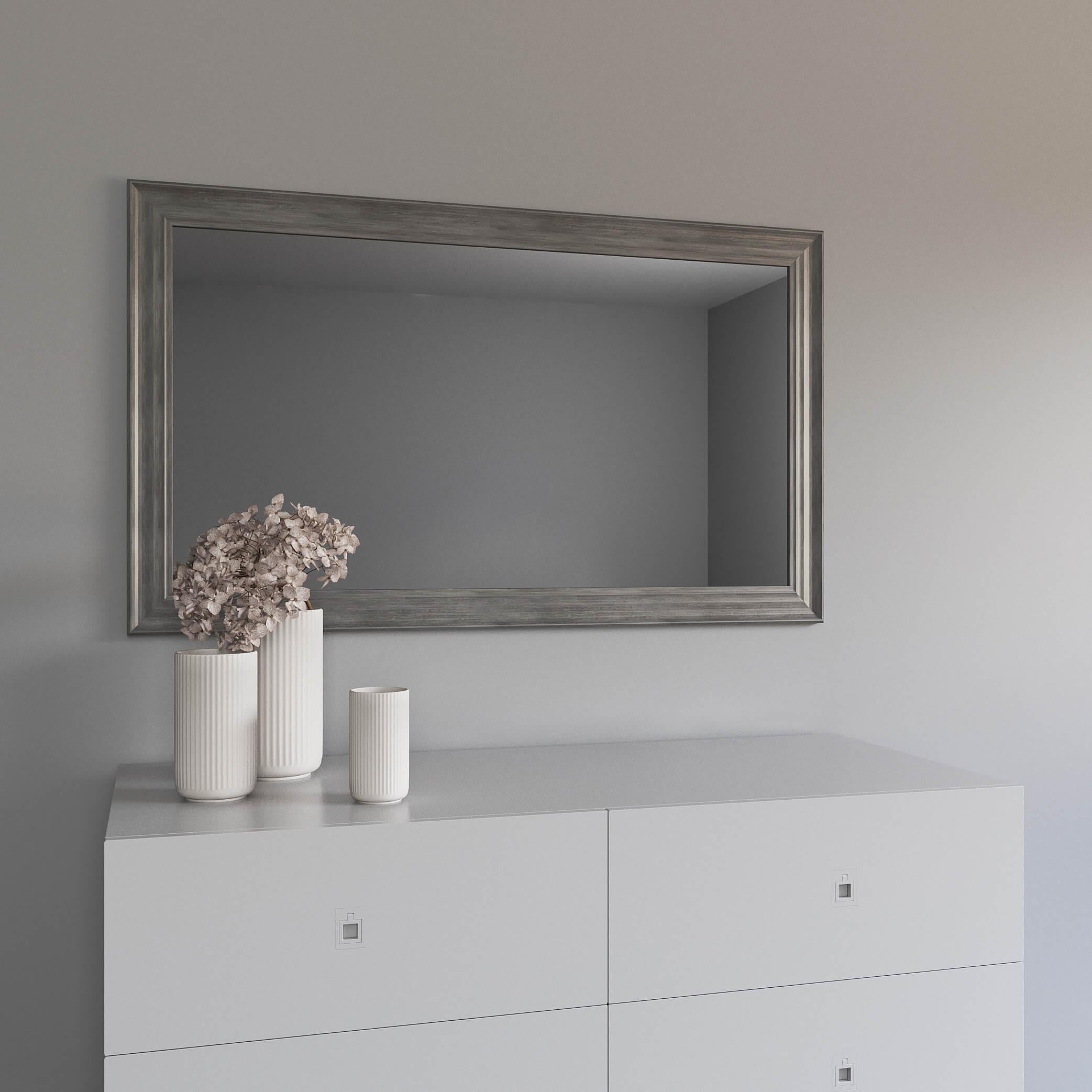 Зеркало навесное Black Mirror на стену 142х72 см Серебристый/Серый (7024-411)