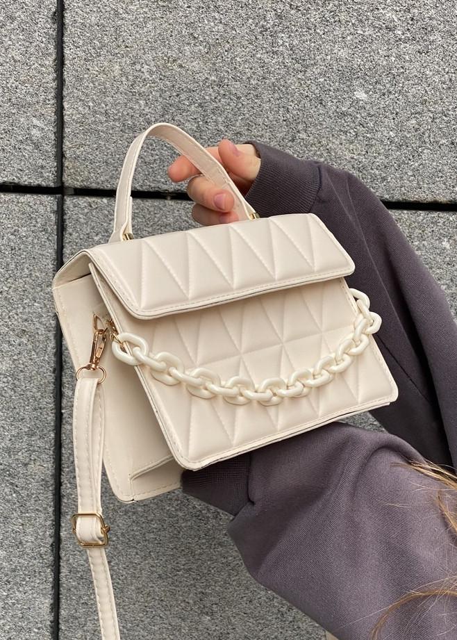 Жіноча сумка 21137 на ремінці Білий/Молочний (18242931)