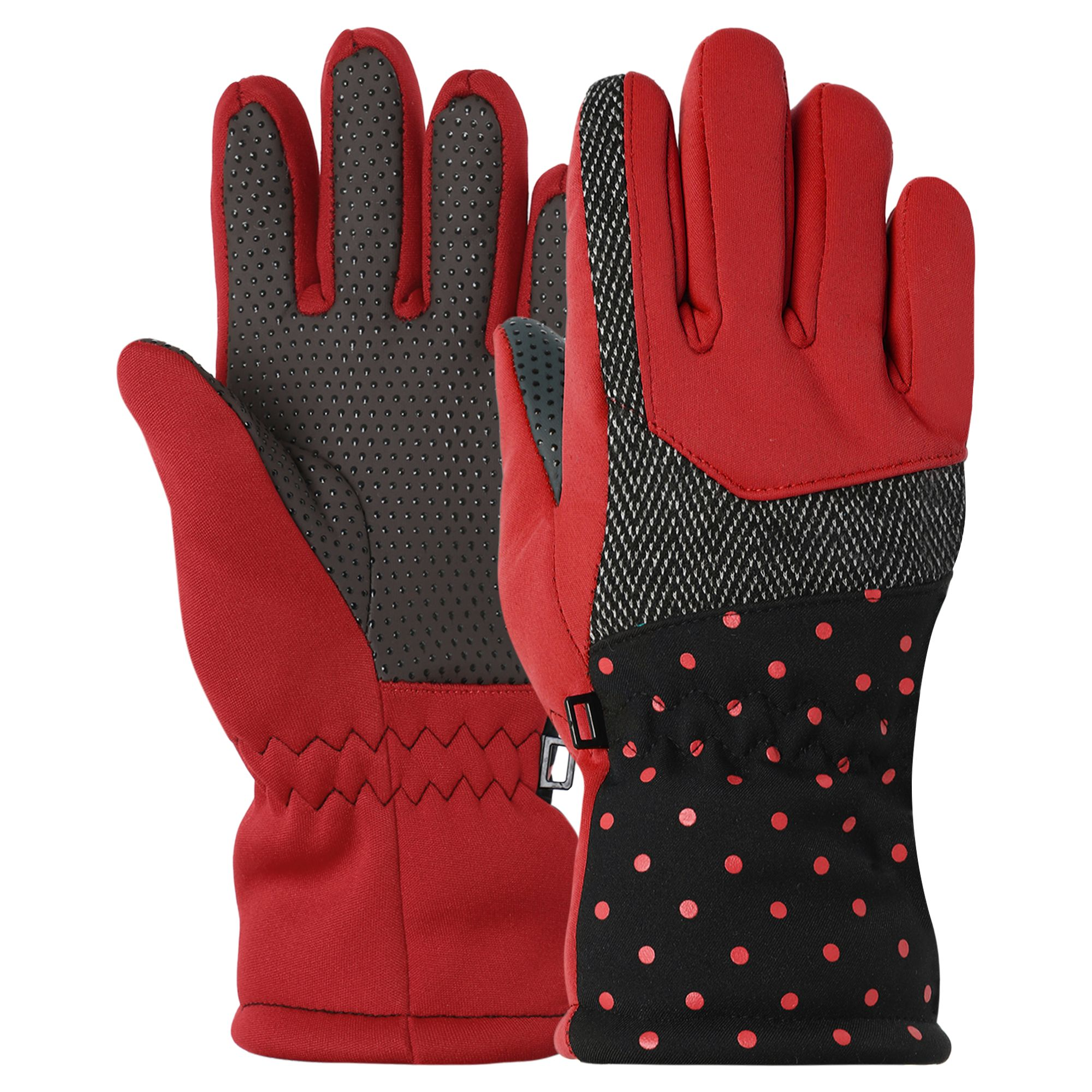 Перчатки детские горнолыжные LUCKYLOONG C-1213 L-XL Черный/Красный