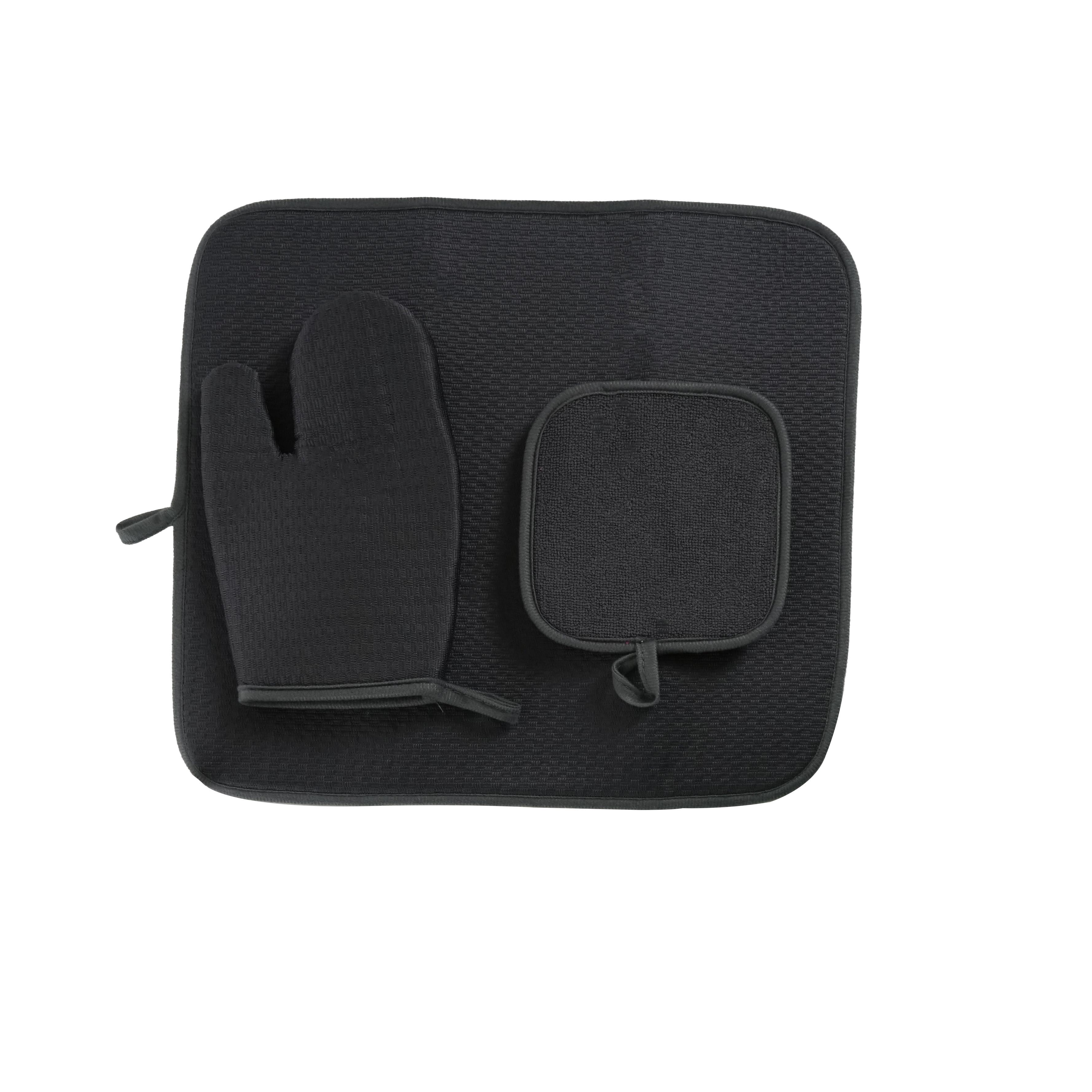 Набор для кухни Eco Fabric коврик для посуды 44х40 см/прихватка/перчатка Серый (25598627) - фото 5