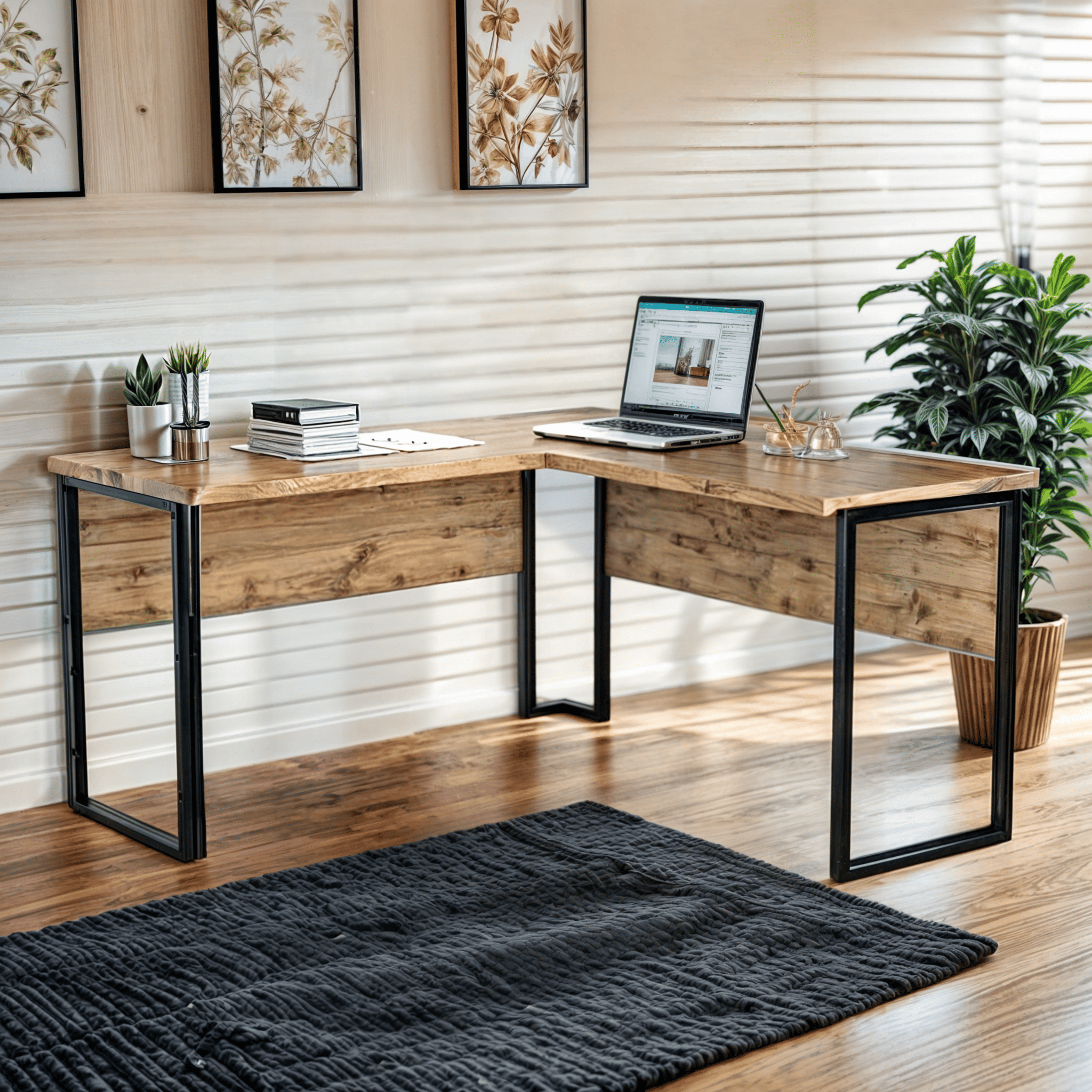 Стол угловой офисный Tobi Sho LOFT Gold СУЛГ/1-1 столешница 18 мм 1400х1400х750 Дуб аппалачи