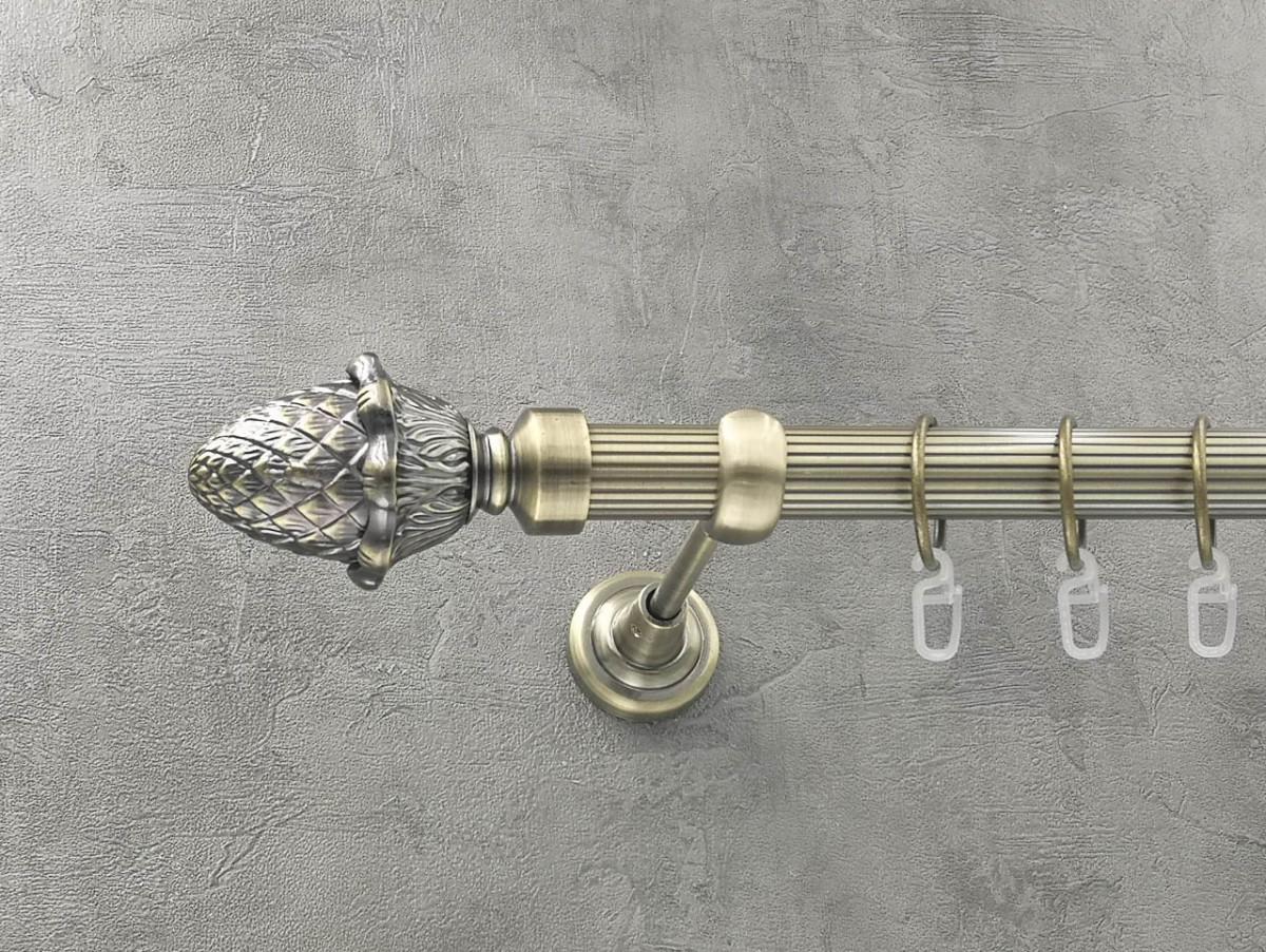 Карниз Quadrum Шишка рифленая штанга одинарный открытый 25 мм 200 см Антик (262041081)