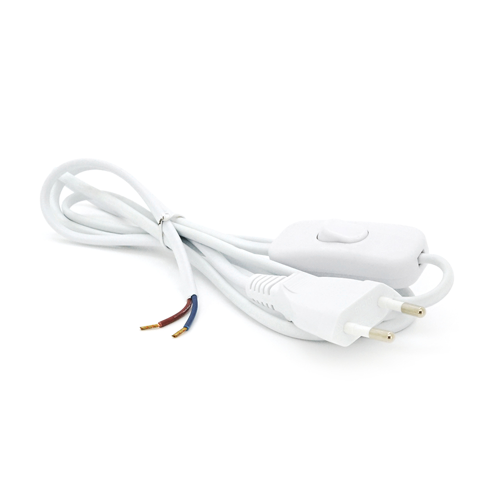 Кабель живлення Schuko з перемикачем 0,5-0,75 мм під паяння OEM електричний 1,8 м Білий (25105)