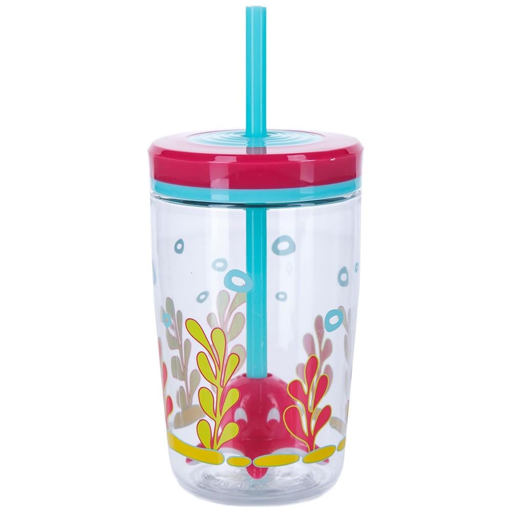 Стакан детский с трубочкой Contigo Funny Straw Tumbler 470 мл Розовый (2095007)