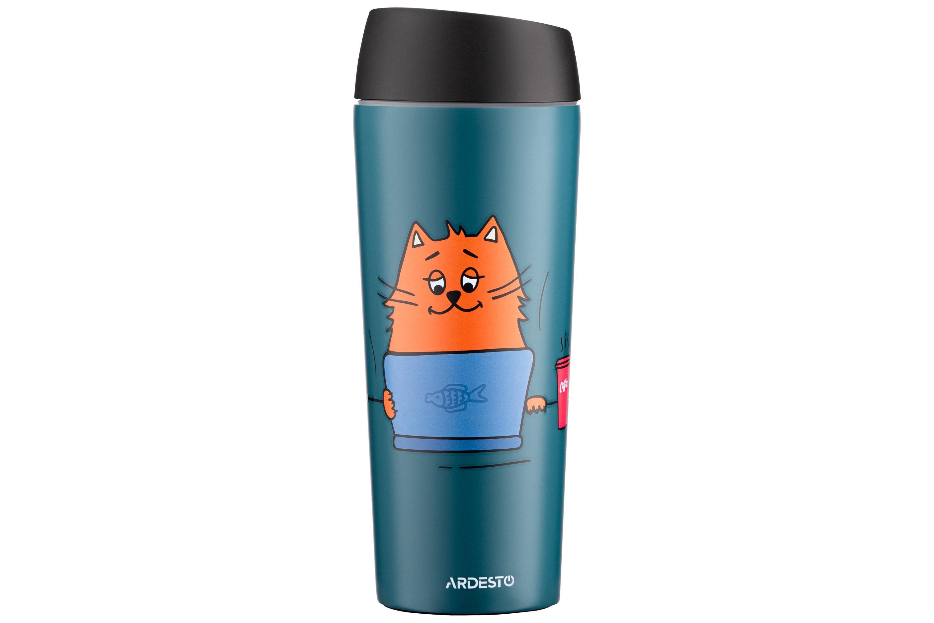 Термокружка Ardesto Coffee time Red Cat 450 мл Синий (AR2645CG) Термокружка Ardesto Coffee time Red Cat 450 мл Синий (AR2645CG)