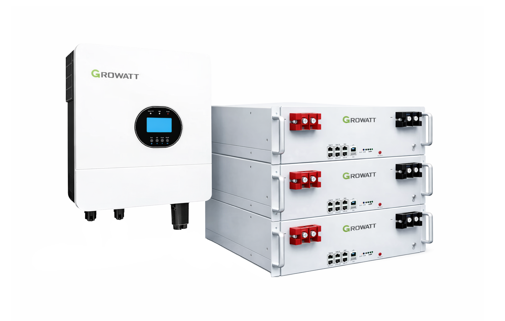 Инвертор Growatt SPF 6000 ES Plus 6 кВт и три аккумулятора Growatt HOPE 5.0L-B1 5,12 кВт·ч White (33087952)