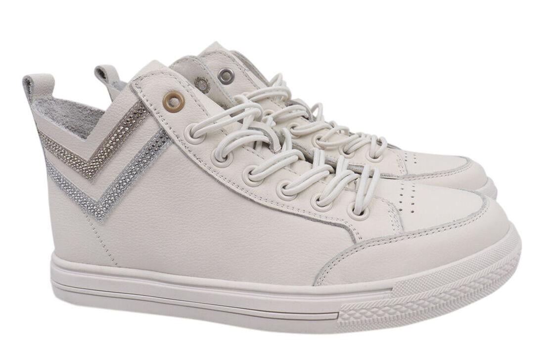 Кеды женские Berkonty из кожи на низком ходу на шнуровке р. 39 Молочный (343-21DHC)