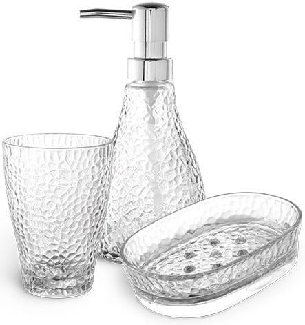 Набор аксессуаров Fusion Grafit для ванной комнаты дозатор/мыльница и стакан Набор аксессуаров Fusion Grafit для ванной комнаты дозатор/мыльница и стакан