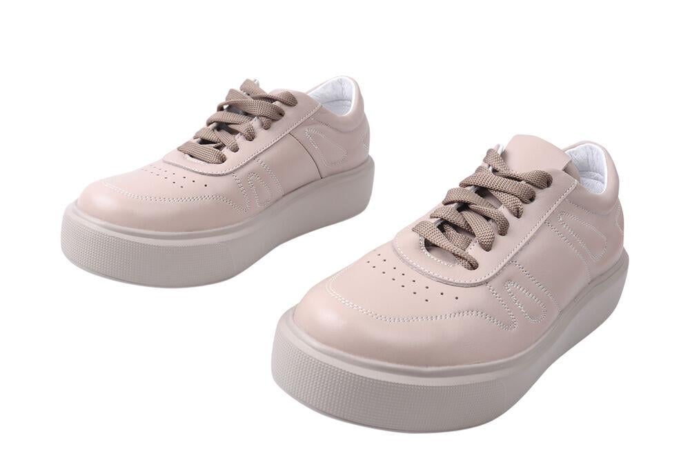 Кеды женские Masheros из кожи на низком ходу на шнуровке Капучино (23-21DTC 40) - фото 5