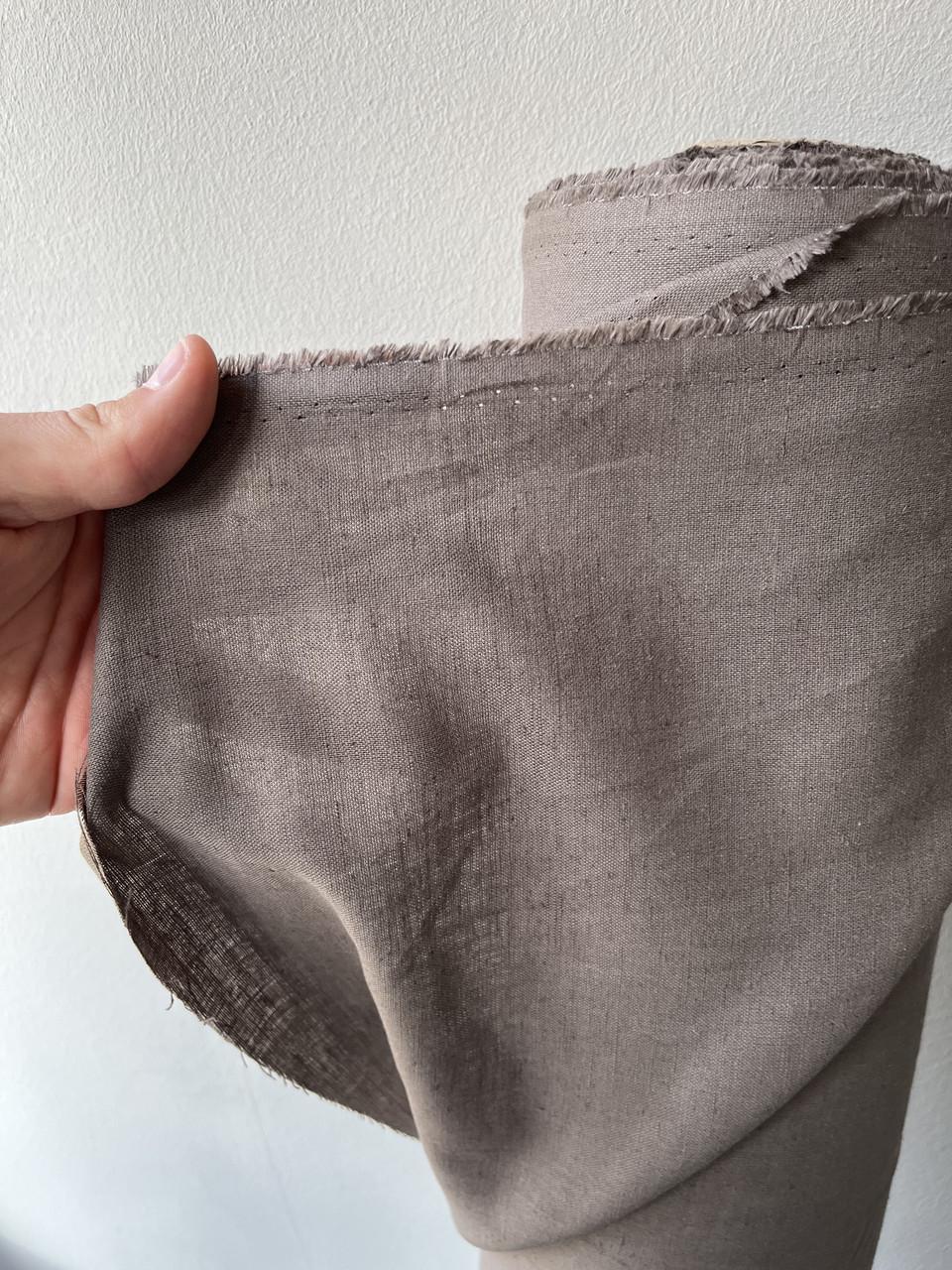 Ткань LINEN PLUS 52% льна и 48% хлопка 143 см 821 Серо-коричневый - фото 5