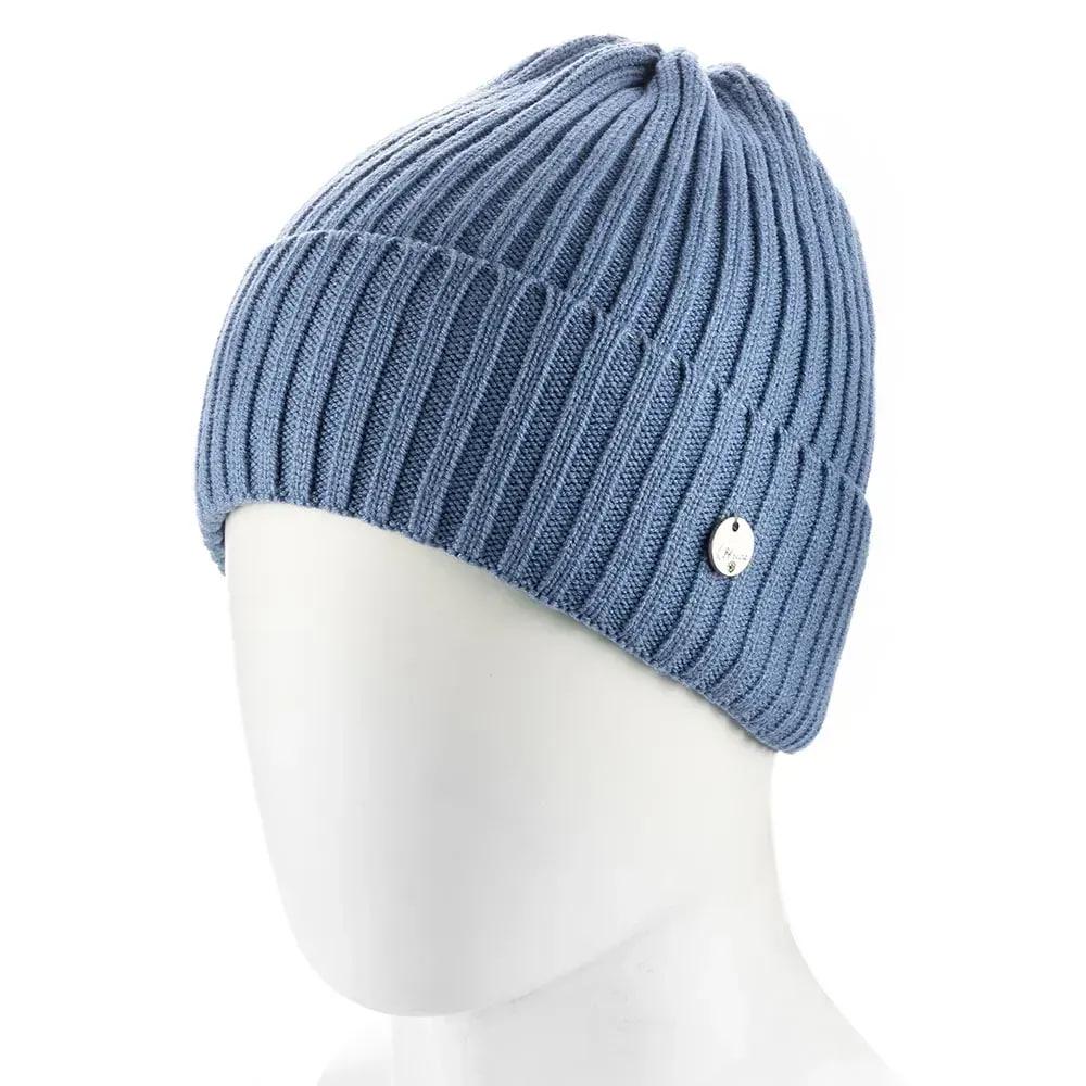 Шапка луковичка из вискозы Atrics WH866 с отворотом утепленная флисом Джинсовый