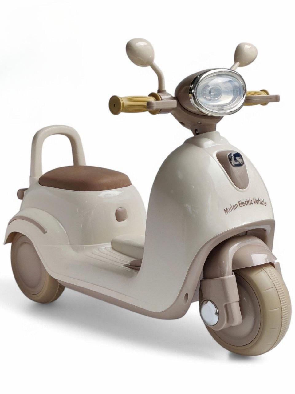 Мопед электрический трехколесный детский Mulan Electric Vehicle 208 с аккумулятором 6V/4,5Ah Бежевый (208r-s)