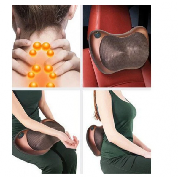 Подушка массажная Massage Pillow QY-8028 инфракрасный роликовый массажер для шеи и спины 8 массажных ролика (1446) - фото 8