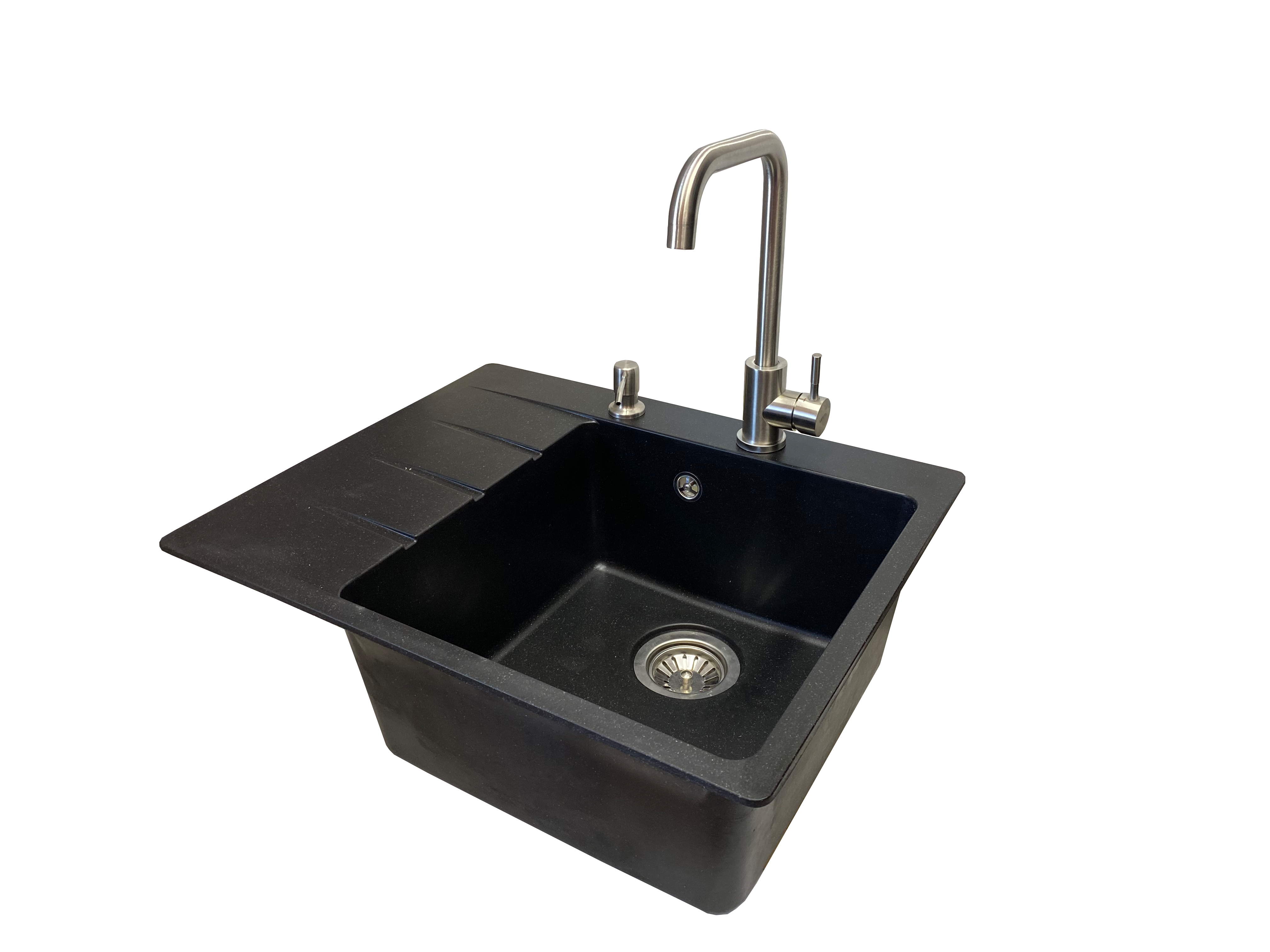 Мийка кухонна VECTOR Forest 62x50 см чаша праворуч/змішувач/дозатор/сифон Чорний (b71f2ee0)