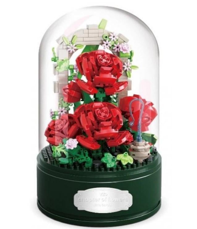 Конструктор музыкальный Musical Roses серия Musical Flask Красные розы под куполом 574 детали (2104619286)