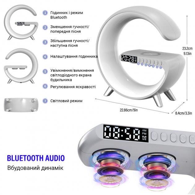 Нічник-лампа G-Smart RGB Light Sound Machine з бездротовою зарядкою та Bluetooth-колонкою 15W (2116499458) - фото 5