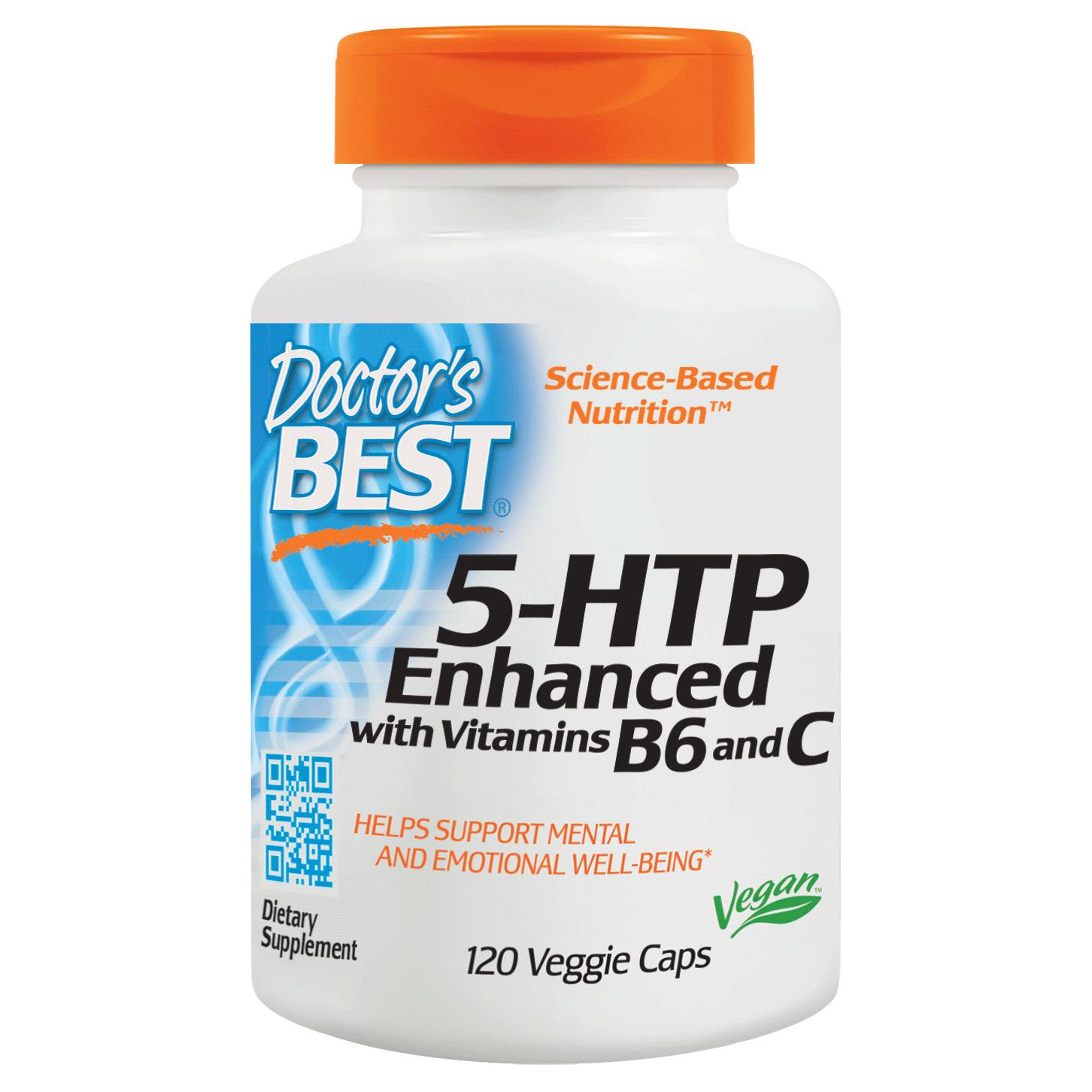 Гидрокситриптофан-5 Doctor's Best 5-HTP Enhanced with Vitamins B6 & C 120 veg caps