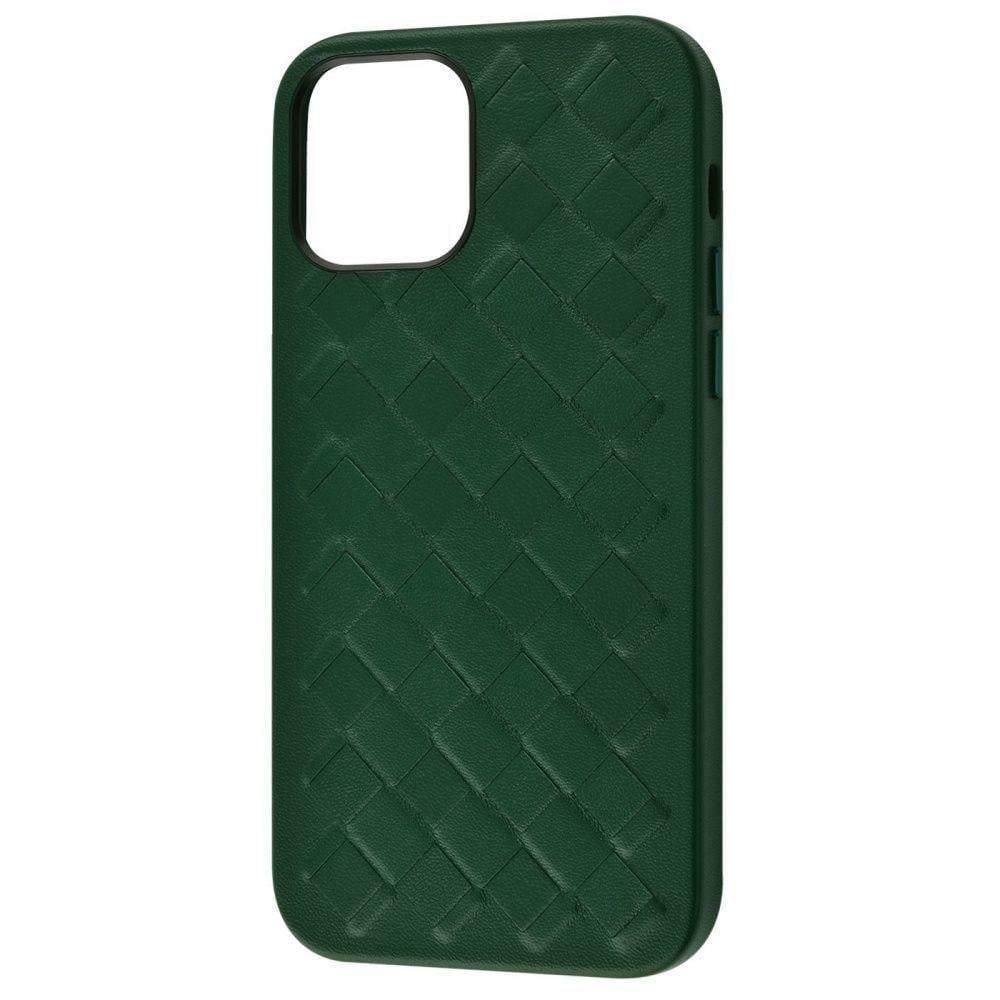 Шкіряний чохол Genuine Leather Weaving Series Case for iPhone 12/12 Pro, Forest Green