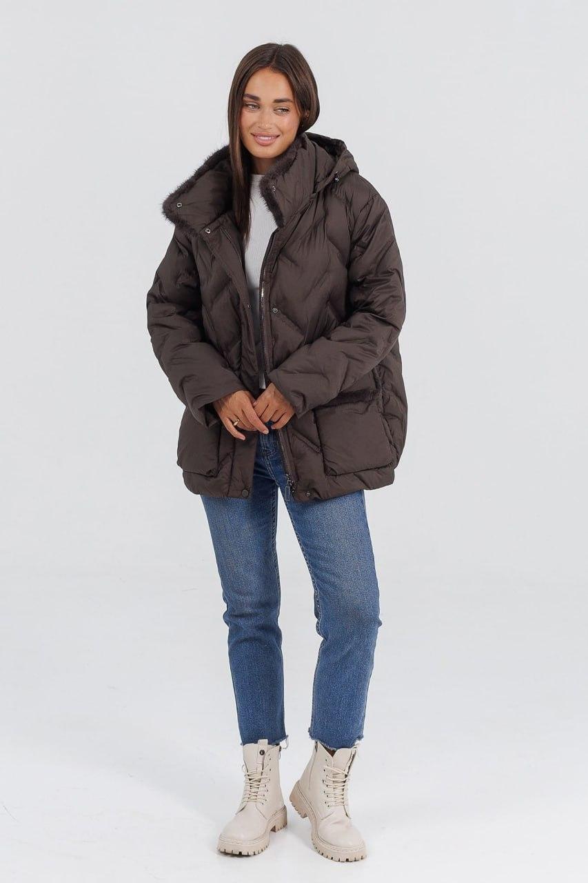 Куртка жіноча Автоледі з хутром р. 48 Кавовий (6801c/48) - фото 4 Куртка жіноча Автоледі з хутром р. 48 Кавовий (6801c/48) - фото 4