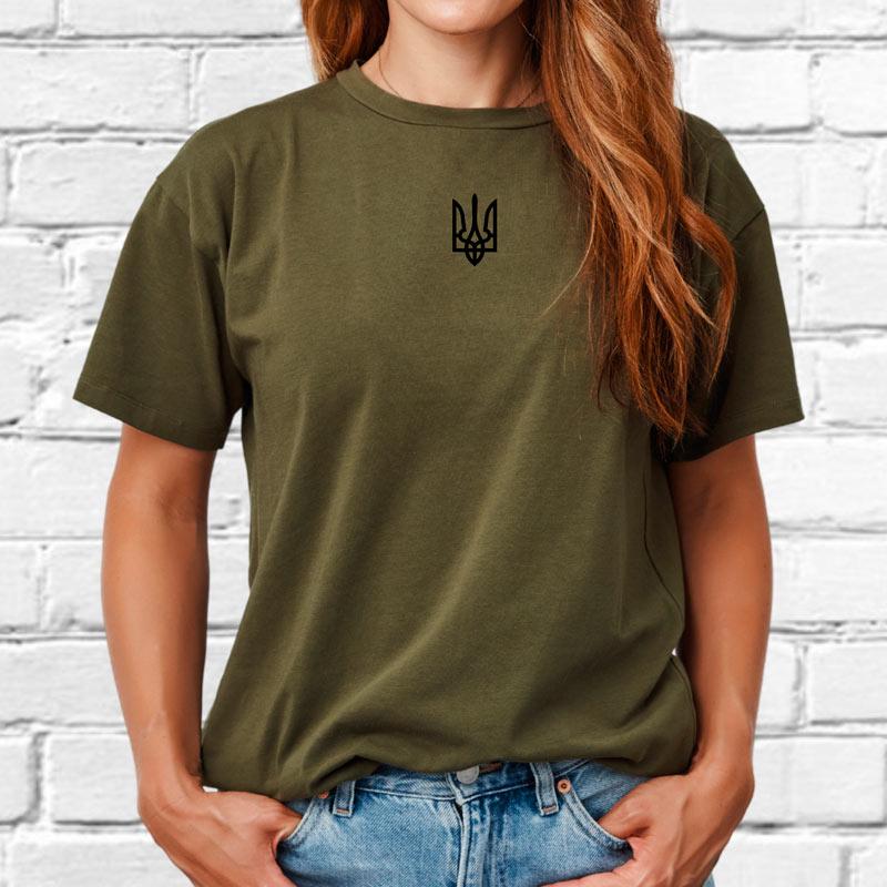 Футболка жіноча з вишивкою тризуба M Millytary Green (318671-15-1)
