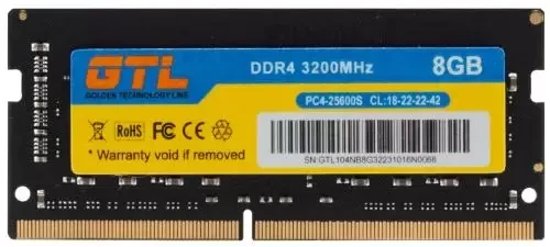 Память SO-DIMM/DDR4/8Gb/3200MHz/GTL 1,2V/CL22 (GTLSD8D432BK)