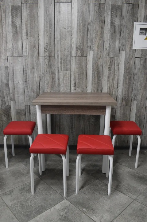 Кухонний комплект Оскар стіл розкладний/табурети 4 шт. Tutti Lux 60х80/80х120х75 см Трюфель/Червоний (28374988)