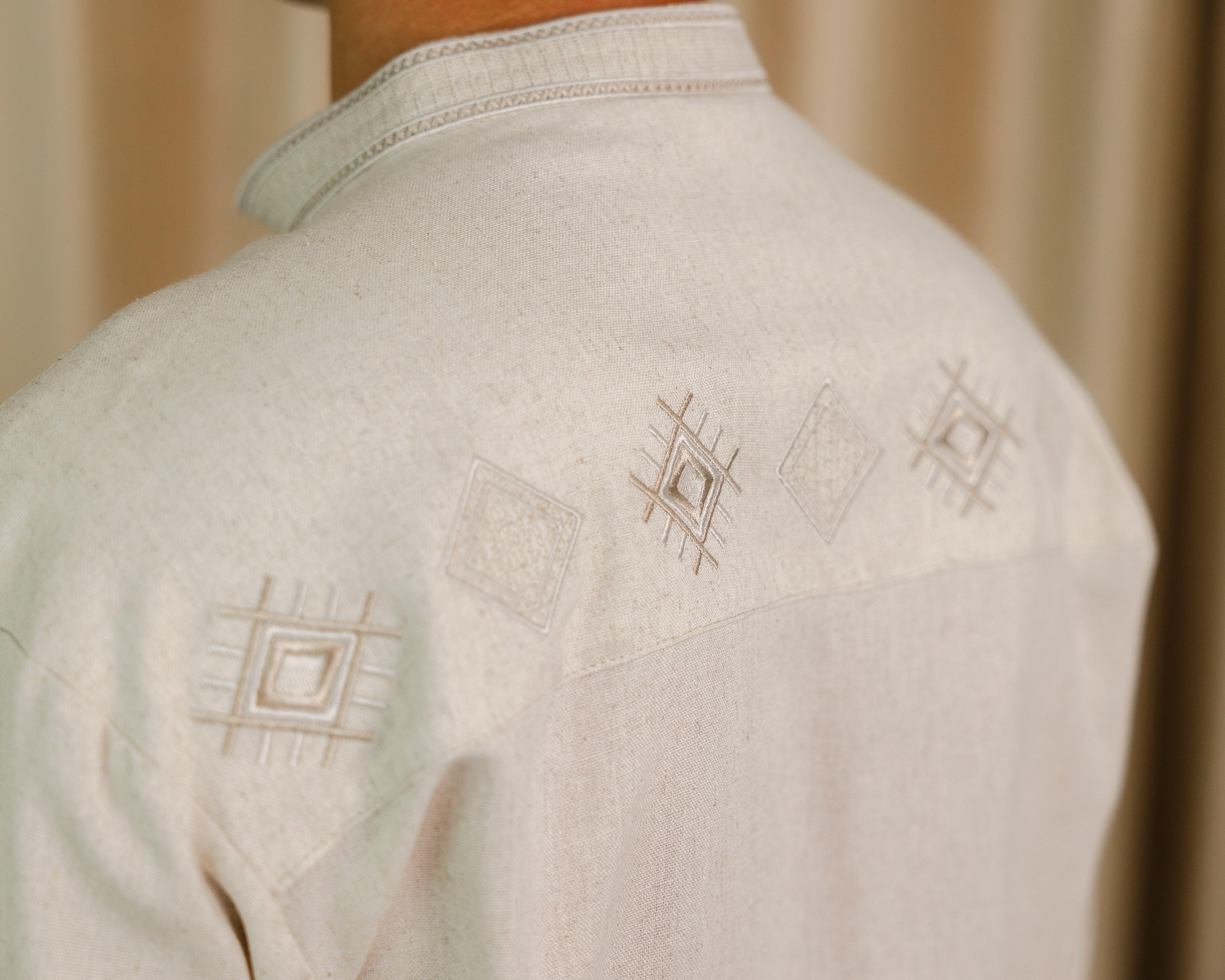 Вышиванка мужская Колос льняная S (0002230) - фото 3 Вышиванка мужская Колос льняная S (0002230) - фото 3