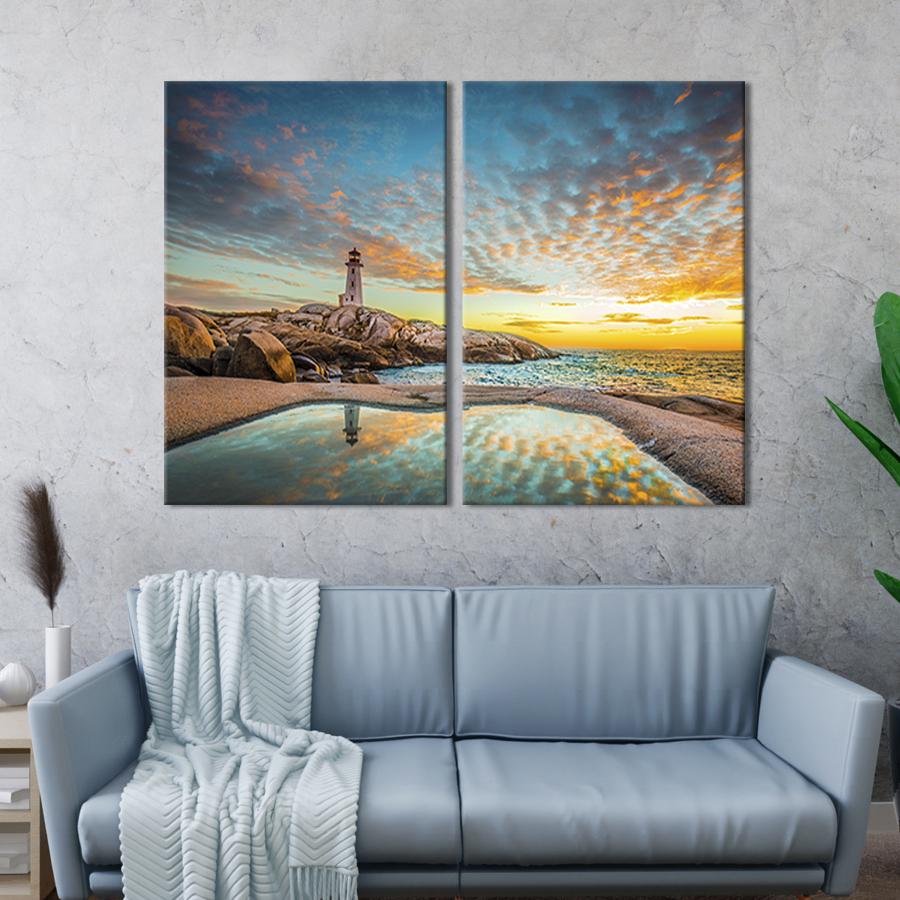 Настенный декор диптих картина на холсте для интерьера Морской пейзаж в Новой Шотландии 165x122 см (438-2)