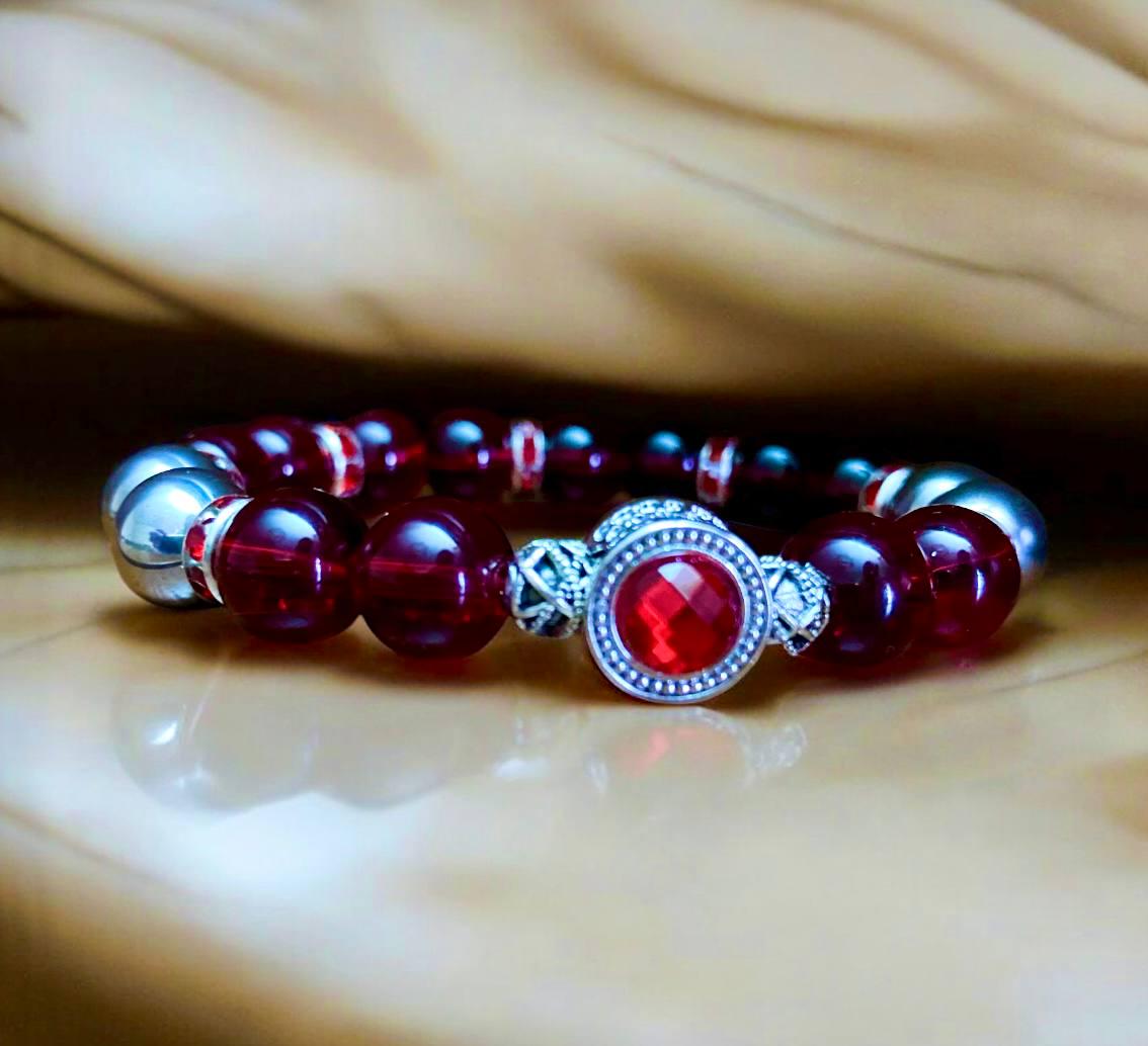 Браслет LITAURS натуральный камень гранат/гематит с металлическими вставками М 15-17 см (251113) - фото 8 Браслет LITAURS натуральный камень гранат/гематит с металлическими вставками М 15-17 см (251113) - фото 8