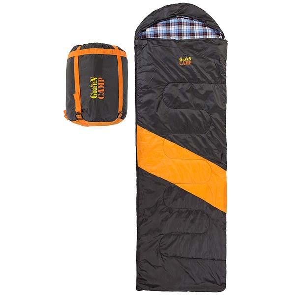 Спальник GreenCamp 450 г/м2 230х75 см Черный/Оранжевый