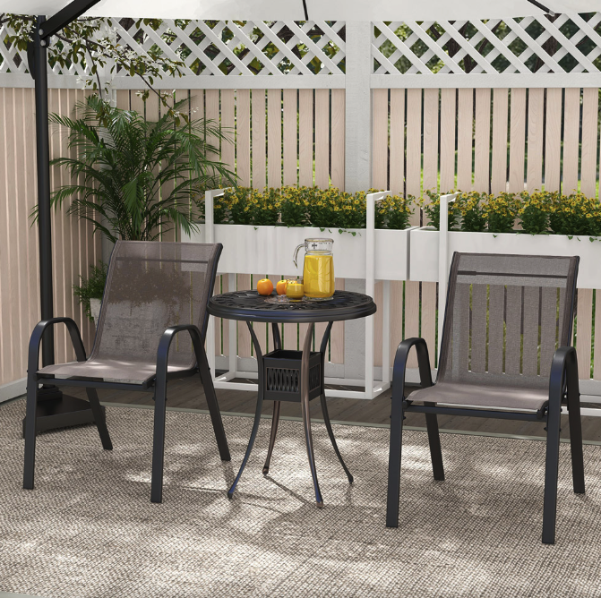 Комплект садовых стульев Costway Patio с подлокотниками Серый (4860) - фото 3 Комплект садовых стульев Costway Patio с подлокотниками Серый (4860) - фото 3