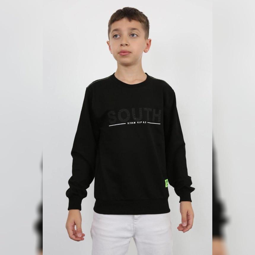 Толстовка без капюшона для мальчика 158 см Черный (06002)